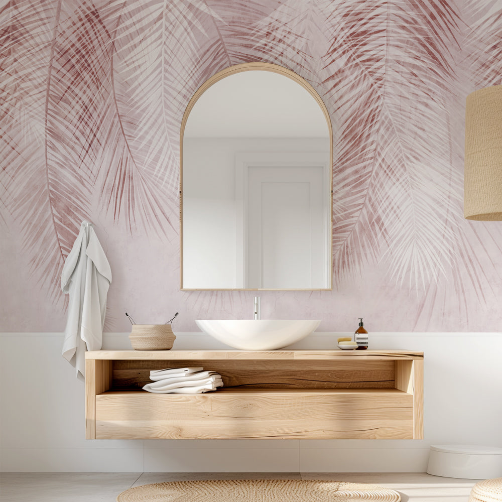 Vintage Pink Tropical Wallpaper - Peel & Stick or Traditional