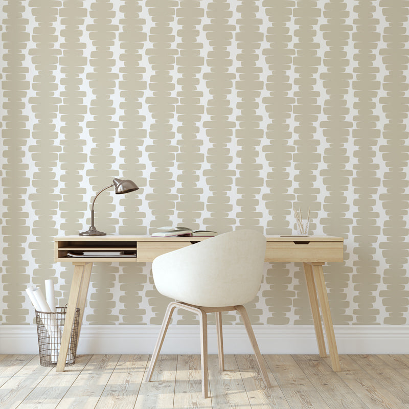 Minimalist Home Office: Cozy Workspace with Beige Peel & Stick Wallpaper