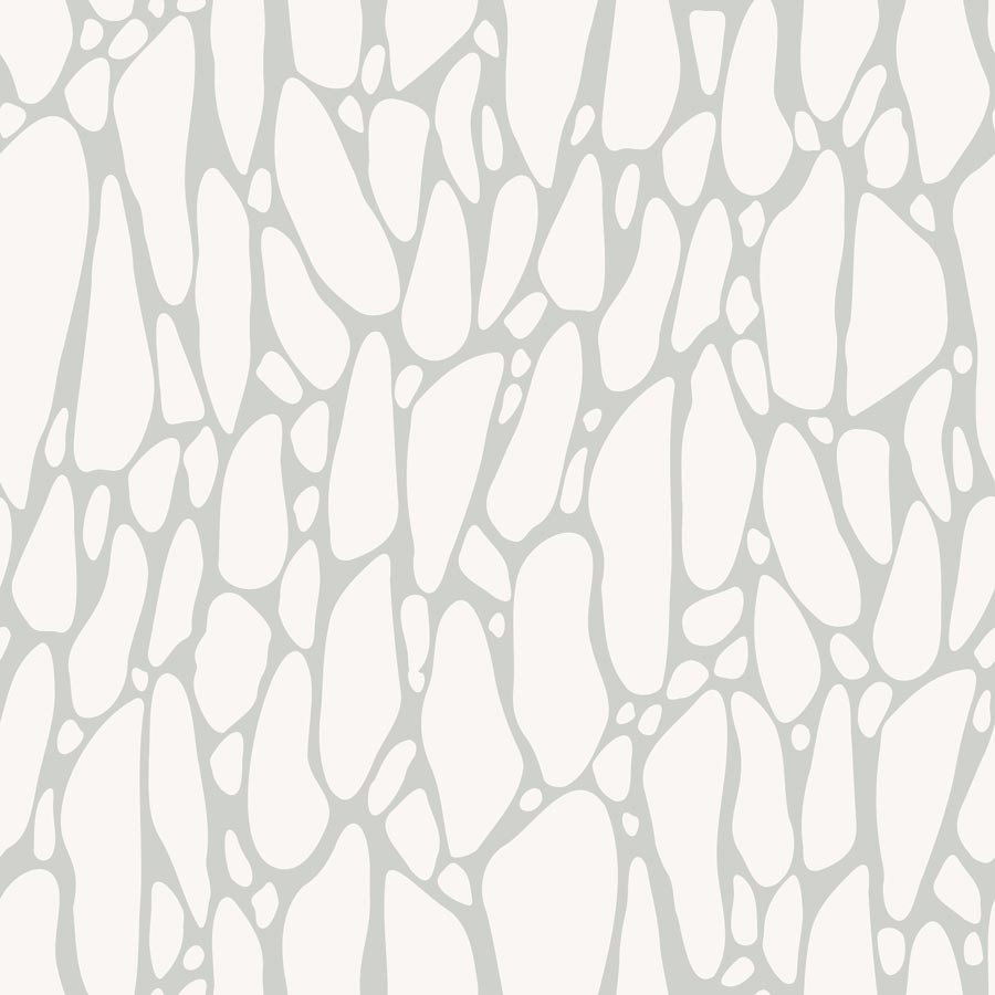Peel and Stick White & Gray Stone Pattern Wallpaper | Renter Friendly Neutral Pattern Wallpaper