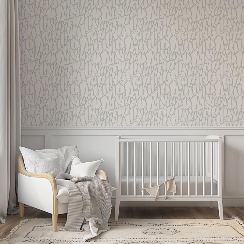 Peel and Stick White & Gray Stone Pattern Wallpaper | Renter Friendly Neutral Pattern Wallpaper