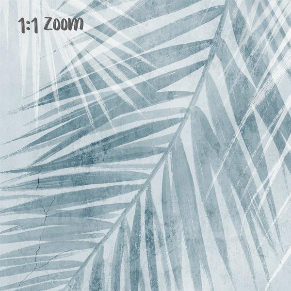 Vintage Blue Palm Leaf Wallpaper - Peel & Stick or Traditional