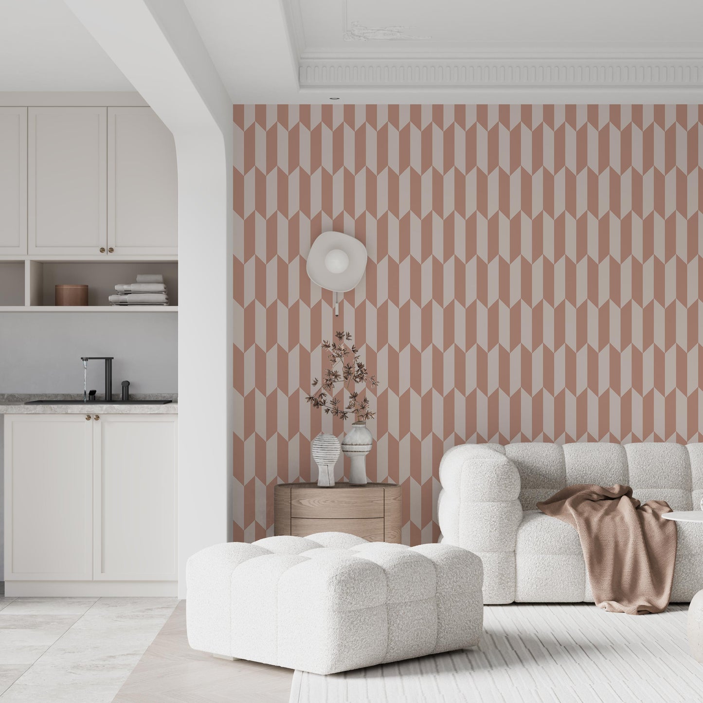 Playful Pink Geometric Peel and Stick Wallpaper
