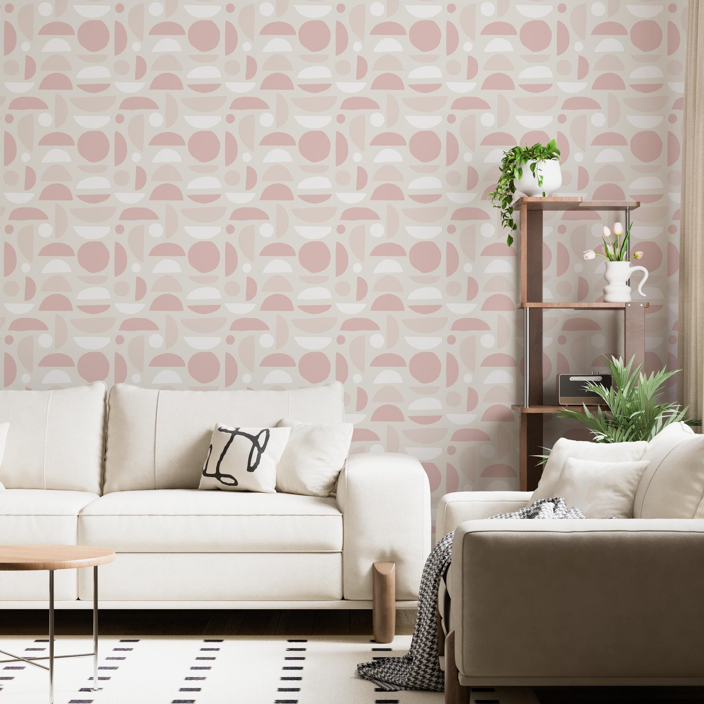 Mid-Century Modern Pink Bedroom Wallpaper - Removable Peel and Stick Accent Wall Wallpaper
