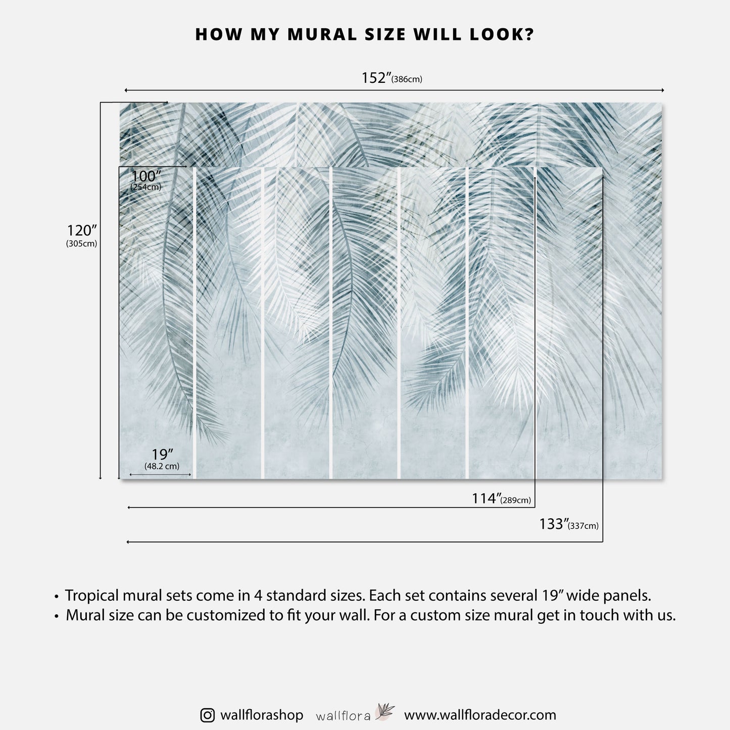 Vintage Blue Palm Leaf Wallpaper - Peel & Stick or Traditional