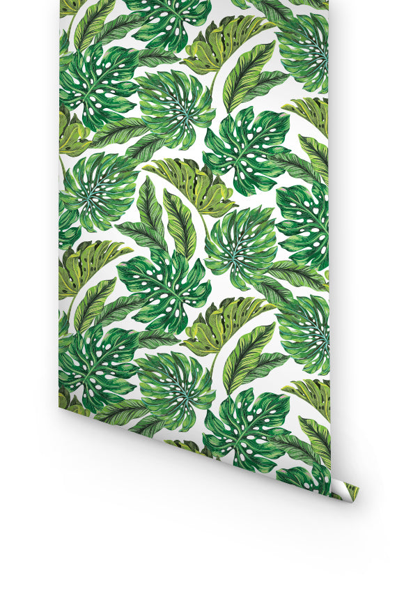 Bohemian Wallpaper With Green Leaves