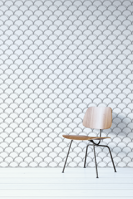 Black Double Scallop Pattern Wallpaper