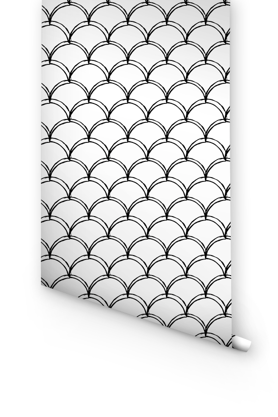 Black Double Scallop Pattern Wallpaper