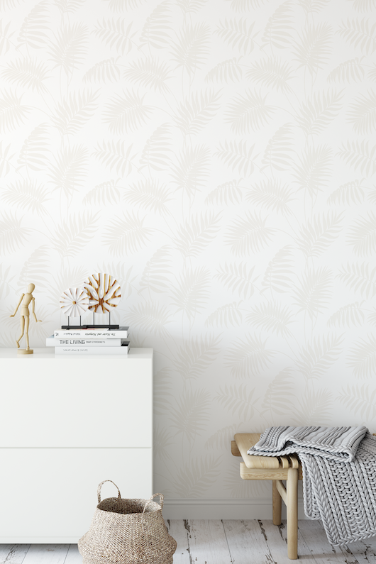 Beige Palm Leaves Pattern Removable Wallpaper