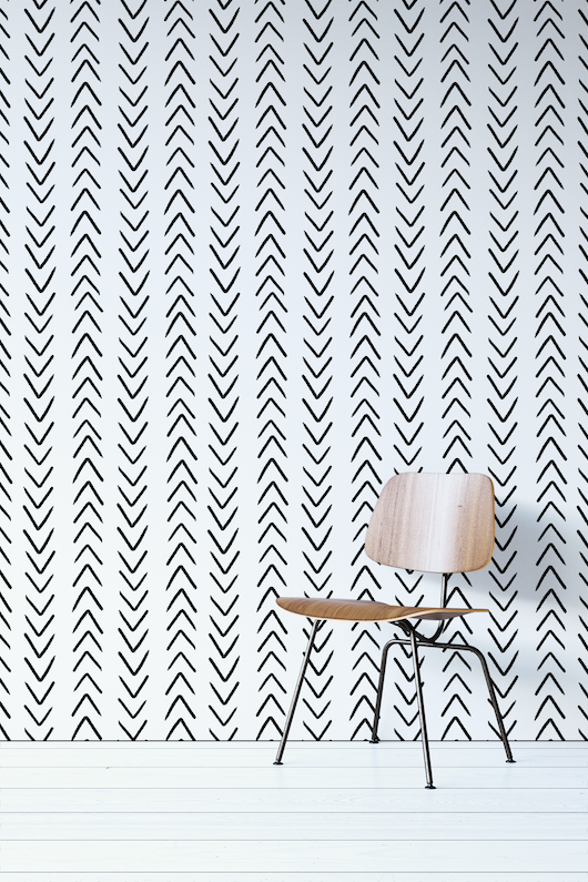 Black And White Herringbone Removable Wallpaper