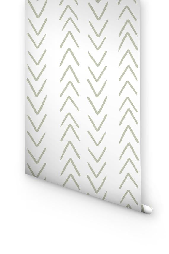 Sage Herringbone Removable Wallpaper