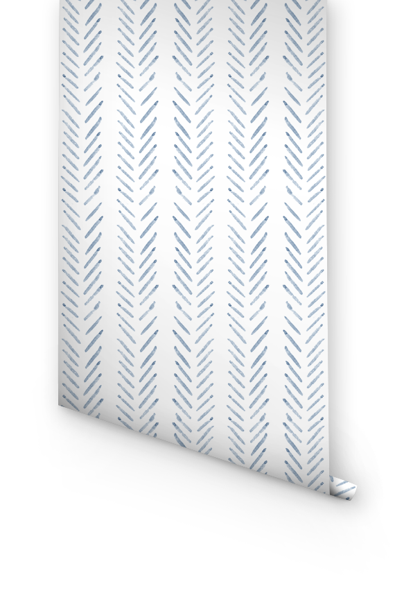 Blue herringbone removable wallpaper