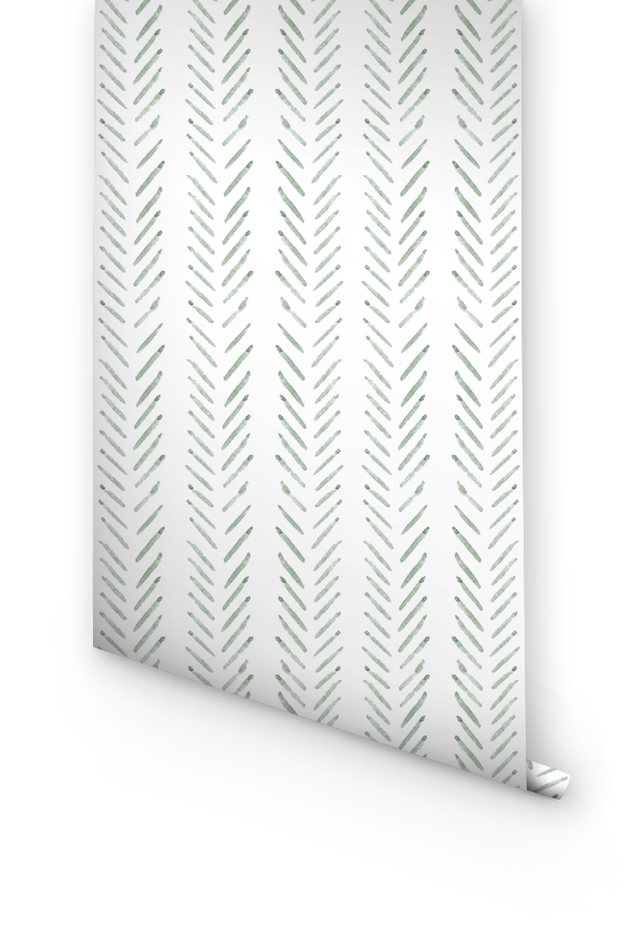 Sage green herringbone removable wallpaper
