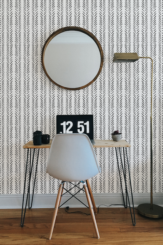 Black And White herringbone removable wallpaper