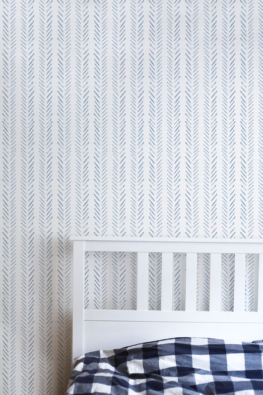 Blue herringbone removable wallpaper
