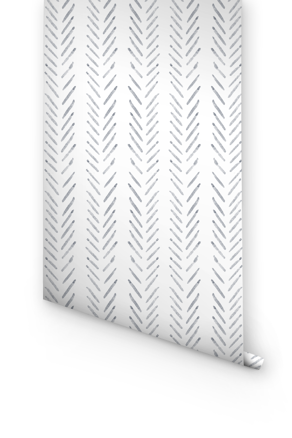 Grey herringbone removable wallpaper