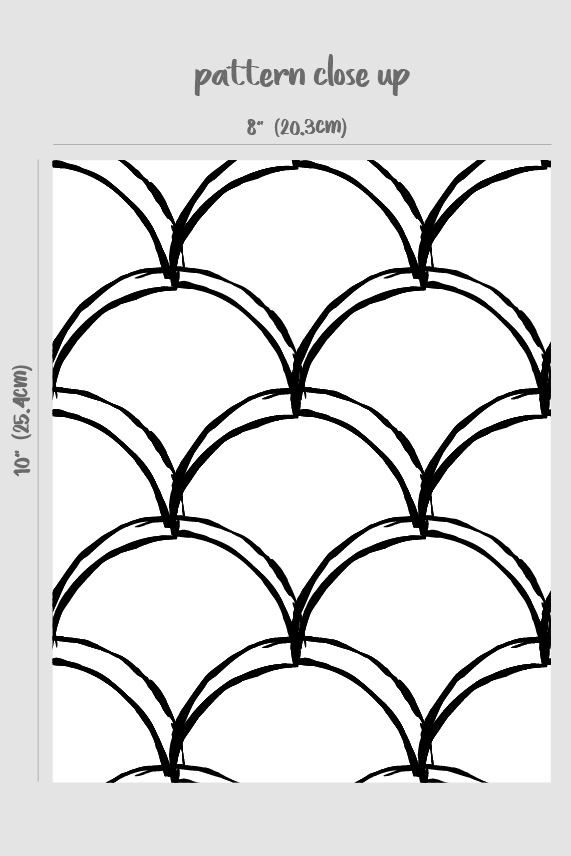 Black Double Scallop Pattern Wallpaper