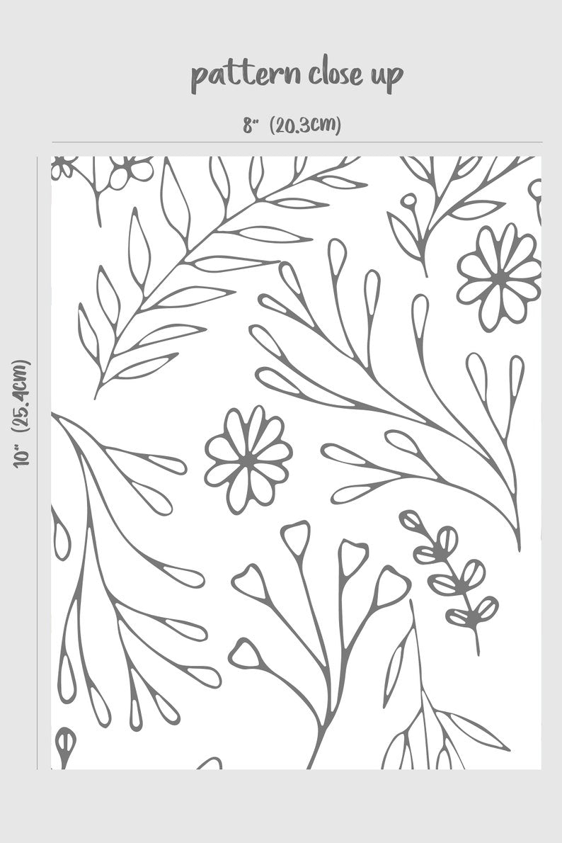 Grey Floral Removable Wallpaper