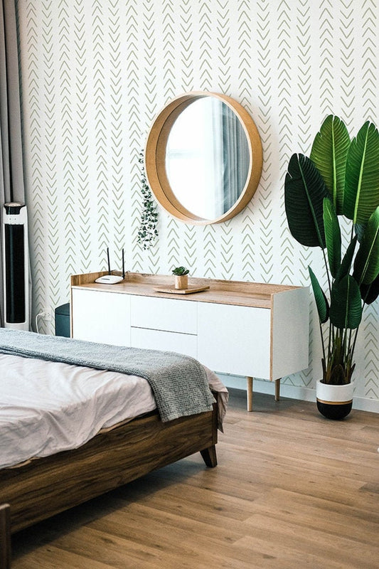 Sage Herringbone Removable Wallpaper