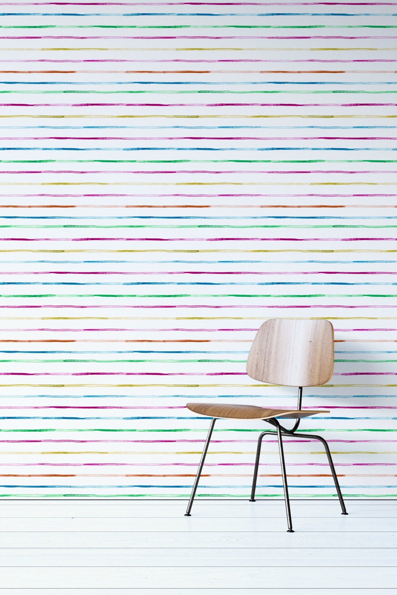 Watercolor Rainbow Stripes Removable Wallpaper