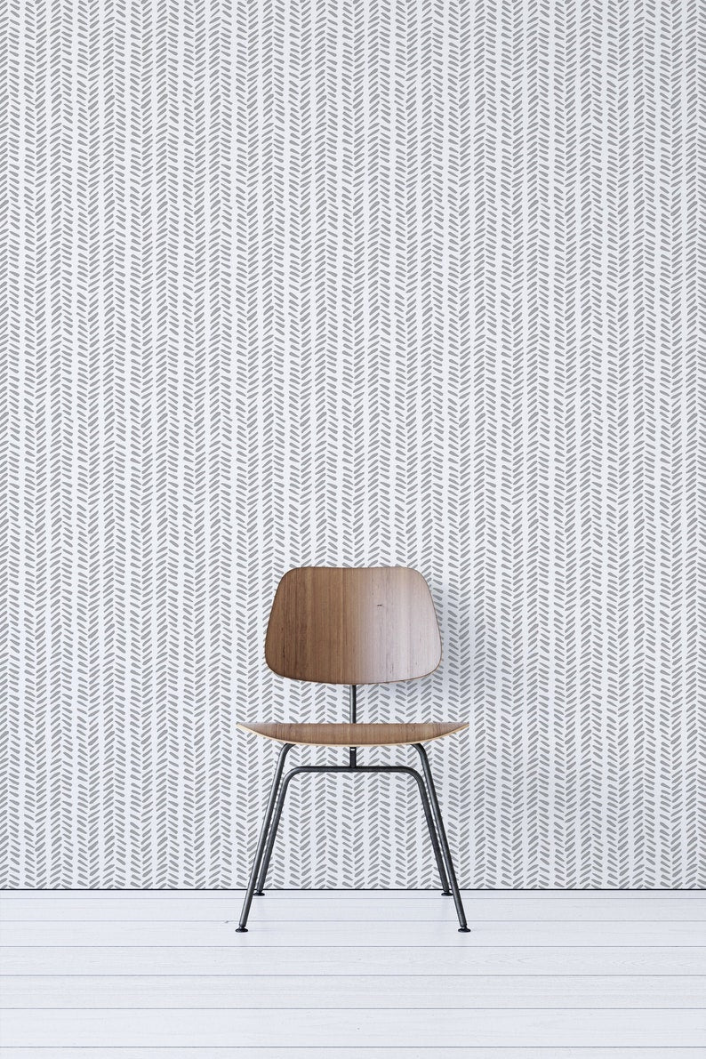 Grey Herringbone Removable Wallpaper
