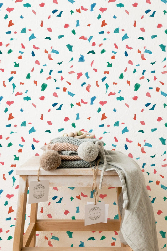 Watercolor Terrazzo Wallpaper For Nursery