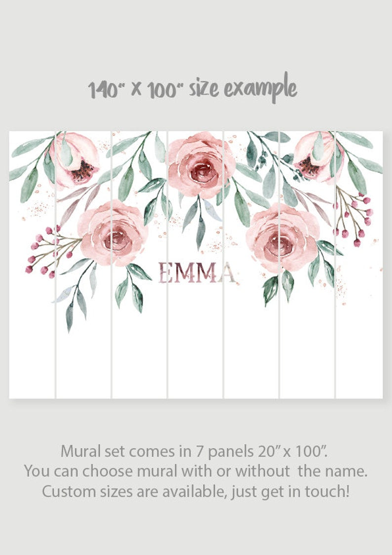 Watercolor Roses Name Sign Nursery Wallpaper
