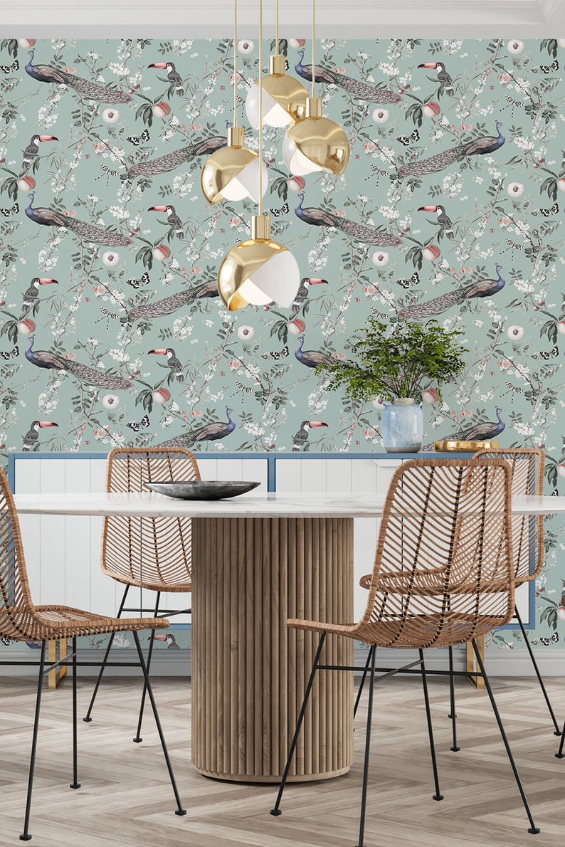Blue Botanical Peel And Stick Wallpaper