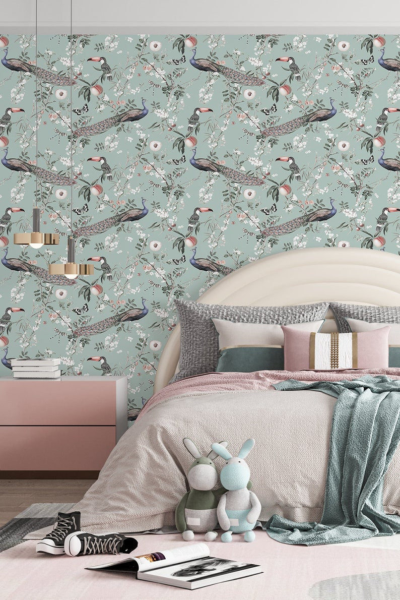 Blue Botanical Peel And Stick Wallpaper
