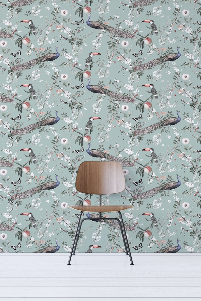 Blue Botanical Peel And Stick Wallpaper