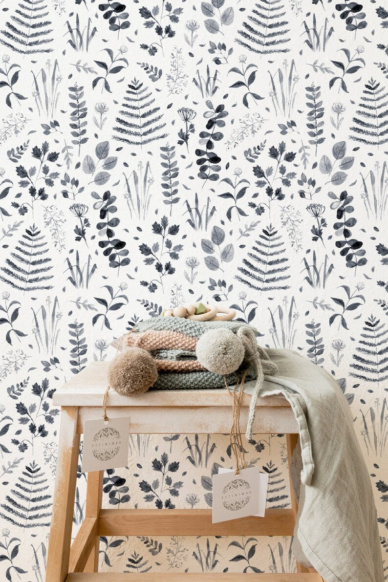 Watercolor botanical leaves wallpaper