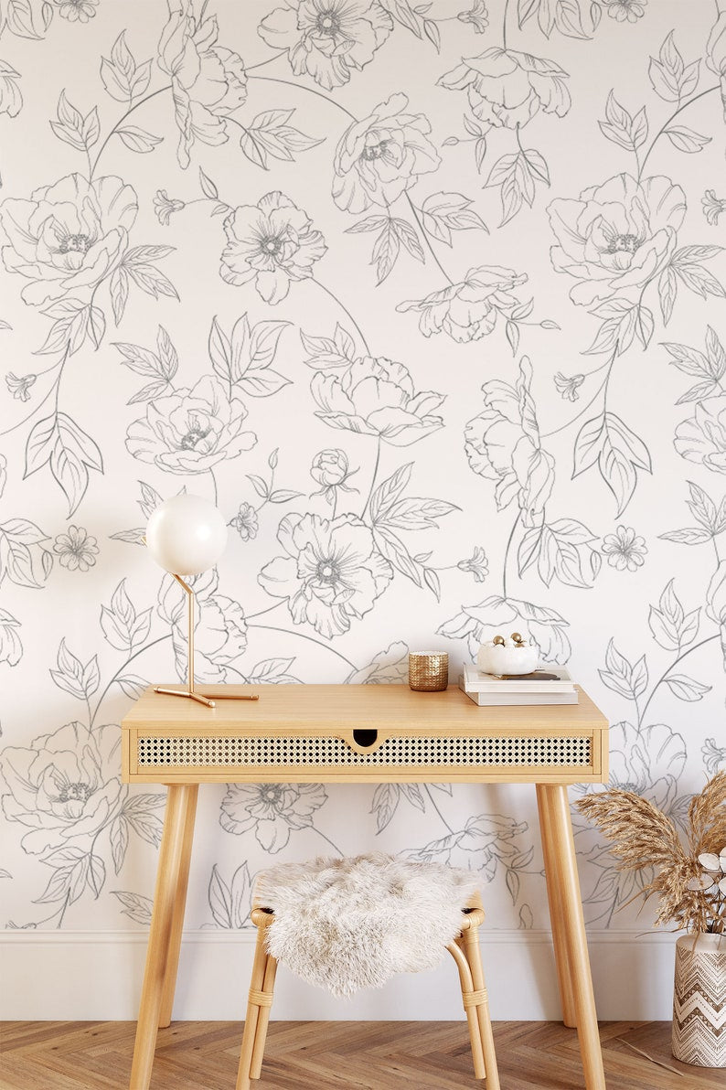 Minimalist Floral Wall Mural