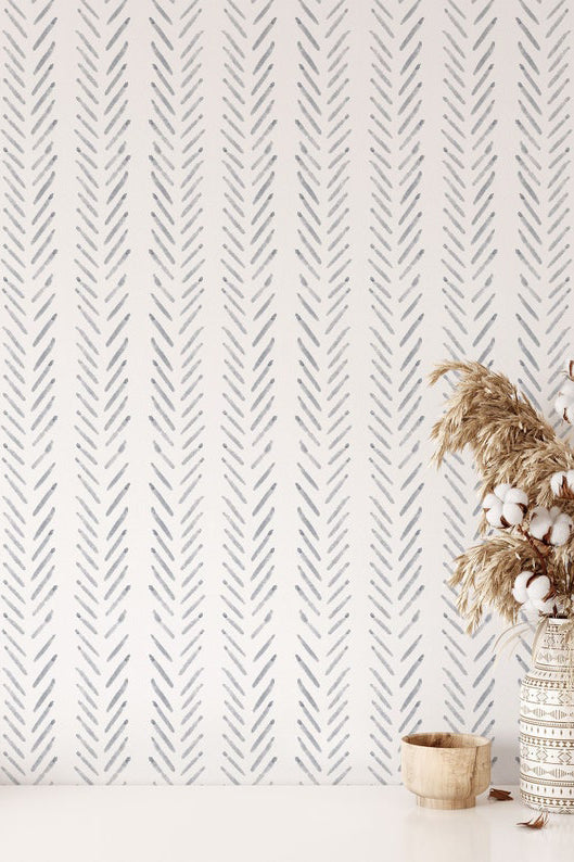 Grey herringbone removable wallpaper