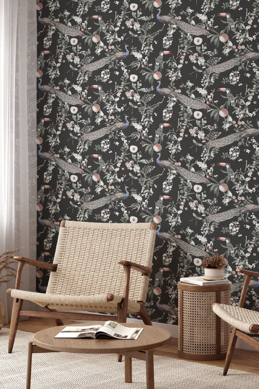 Dark Botanical Peel And Stick Wallpaper