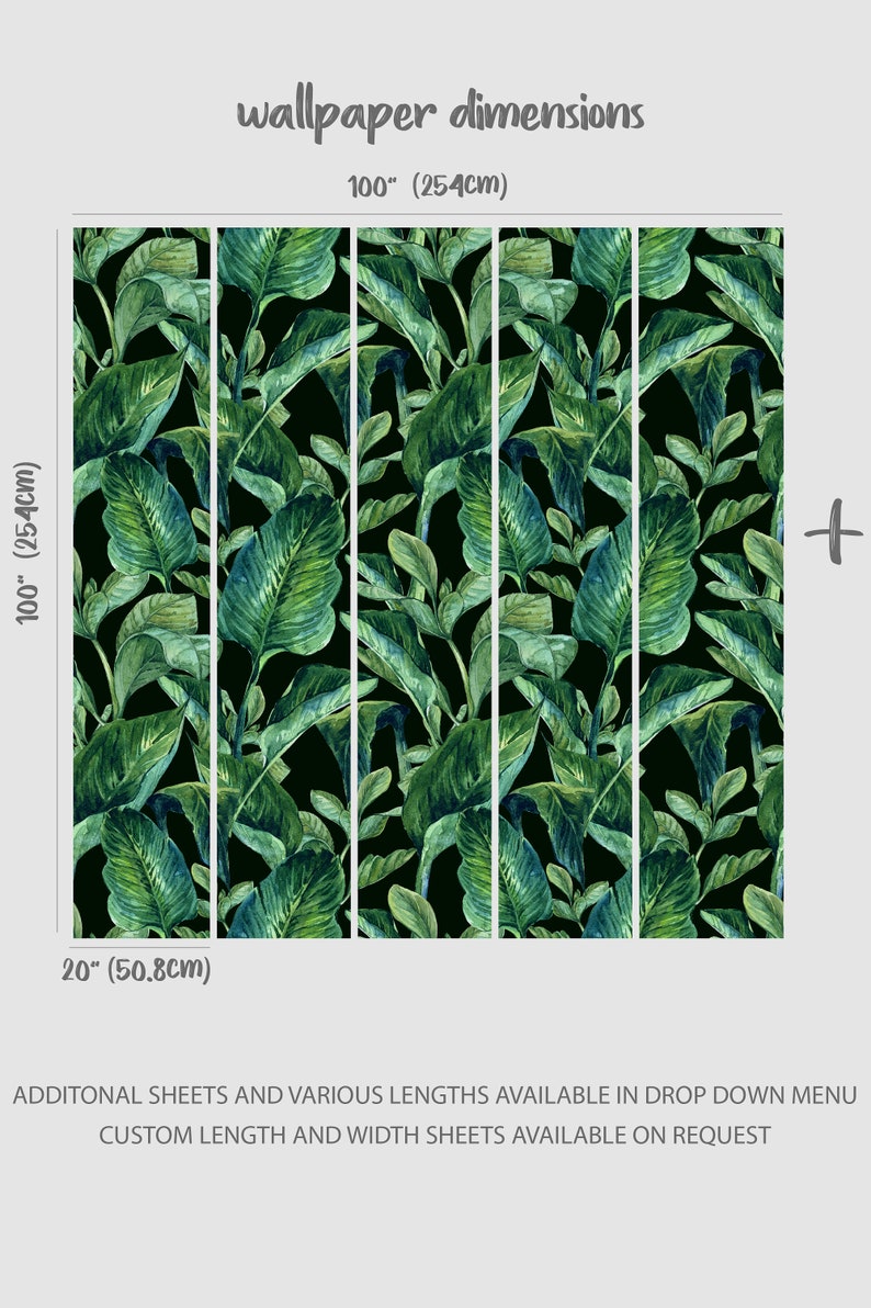 Watercolor Banana Leaves Mural