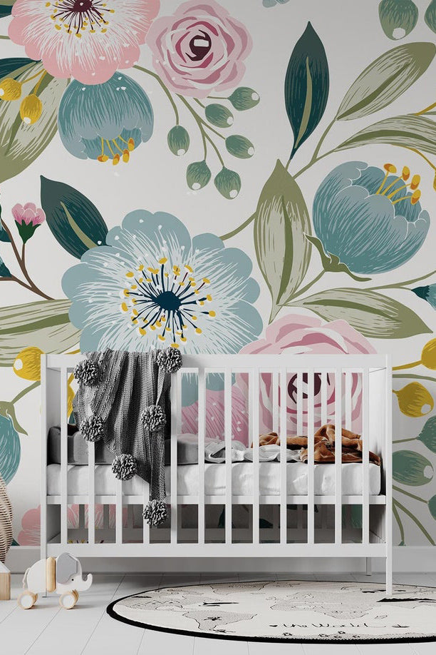 Large Blooming Floral Wallpaper Mural