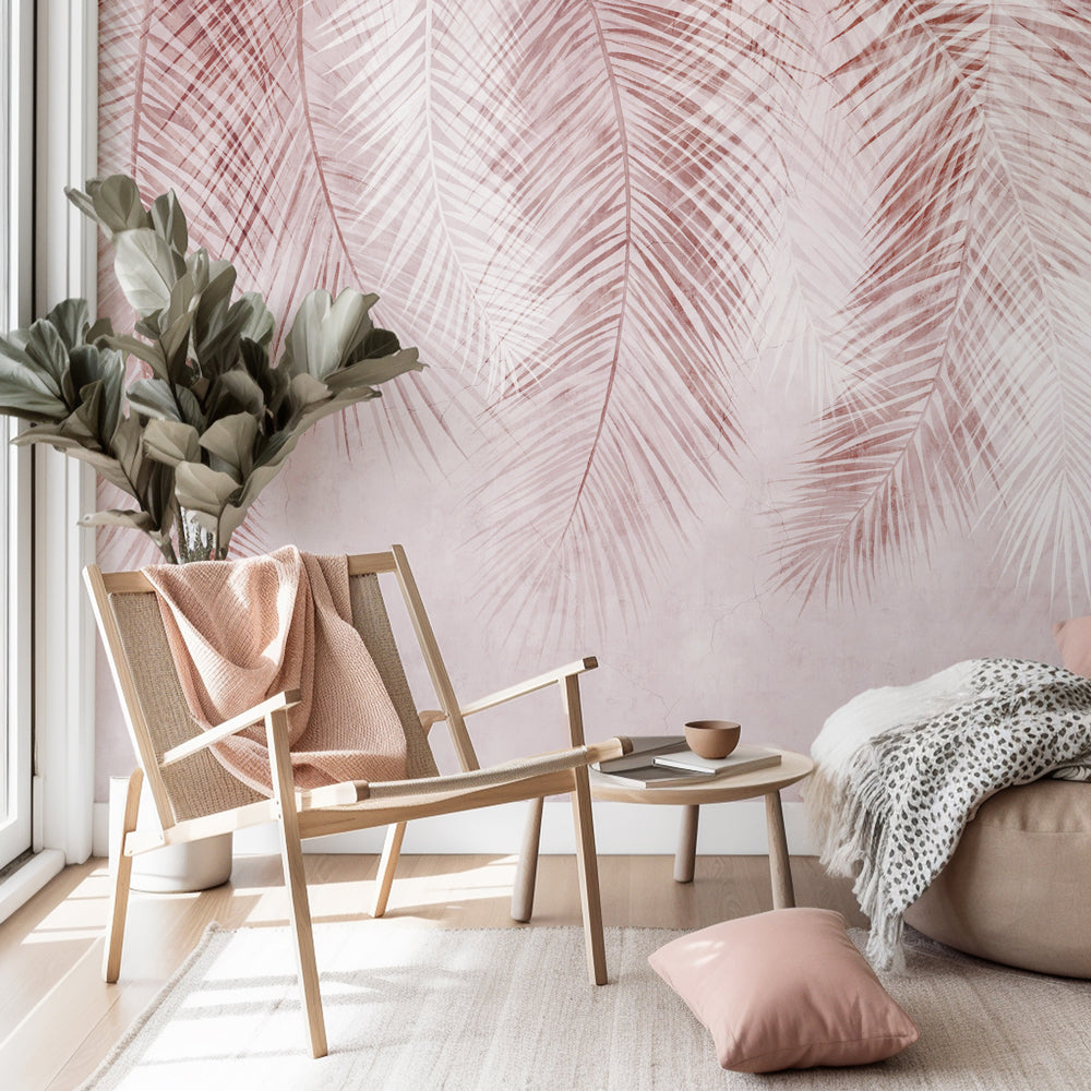 Vintage Pink Tropical Wallpaper - Peel & Stick or Traditional