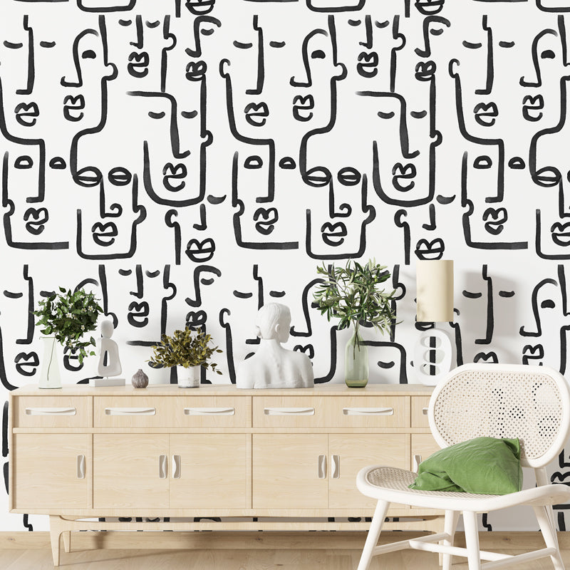 One Line Drawing Wallpaper Mural