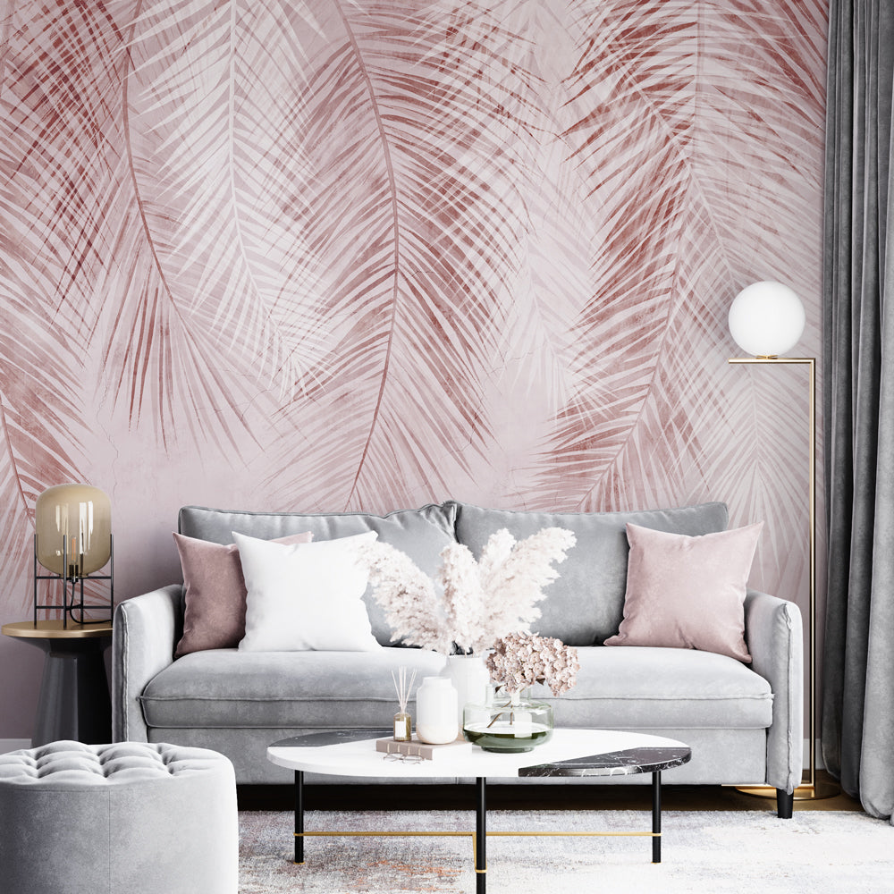 Vintage Pink Tropical Wallpaper - Peel & Stick or Traditional