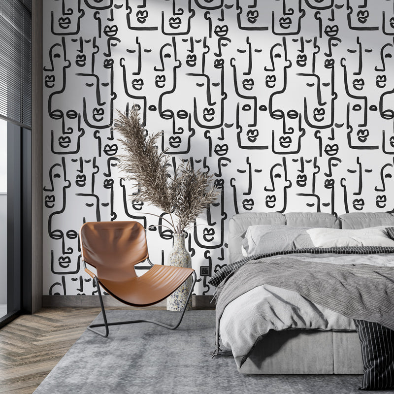 One Line Drawing Wallpaper Mural