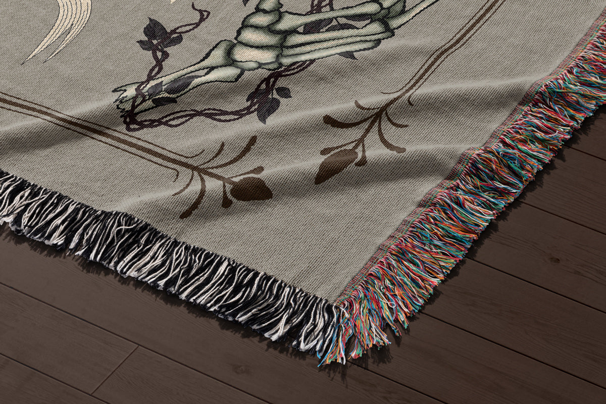 Close-up of 100% cotton woven skeleton couple throw