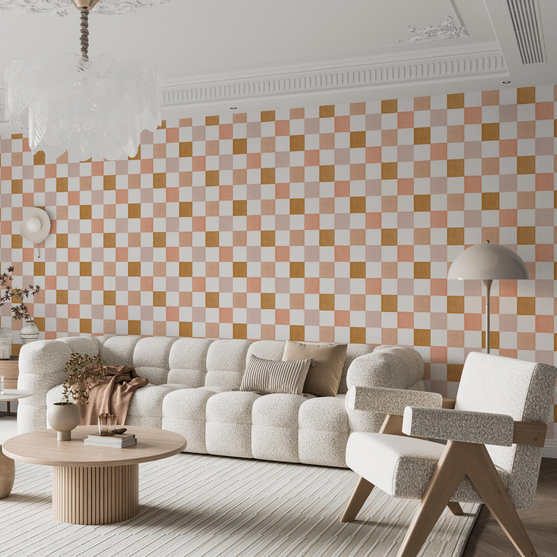 Pink check wallpaper | Wallflorashop.com