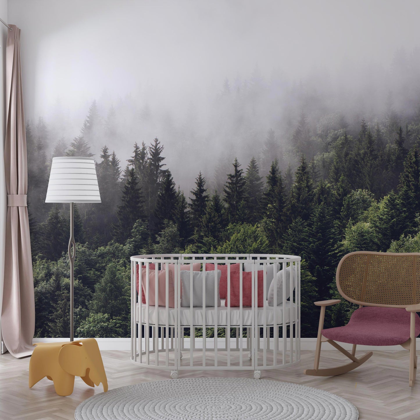 Peel and Stick Foggy Forest Wallpaper Mural | Easy to Install, Removable, Large Wall Art
