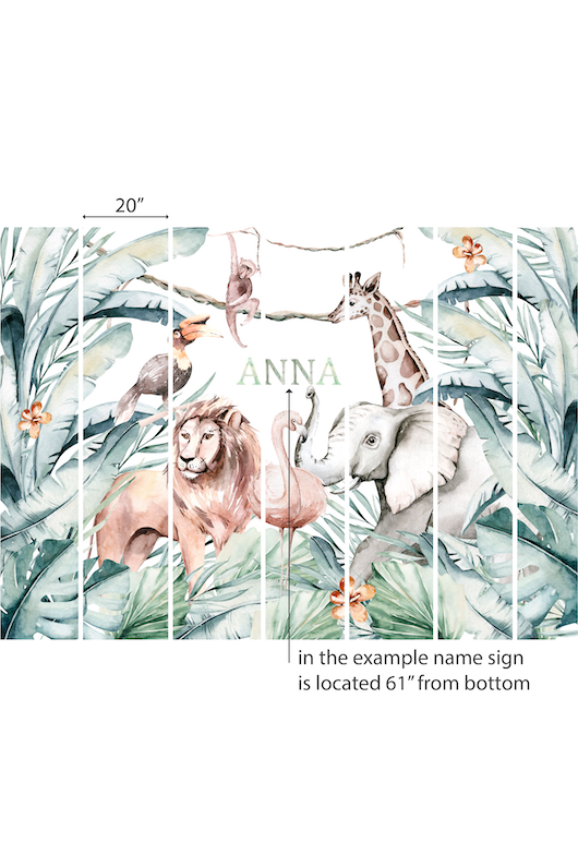 Animals name sign nursery wallpaper