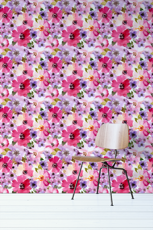 Pink Floral Peel And Stick Wallpaper