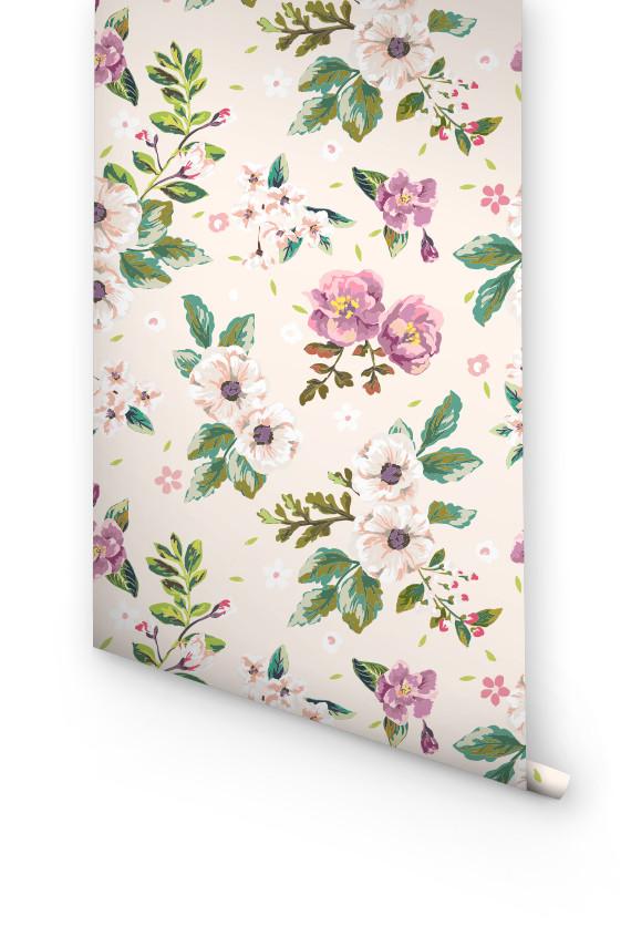 Peonies Removable Wallpaper For Bedroom