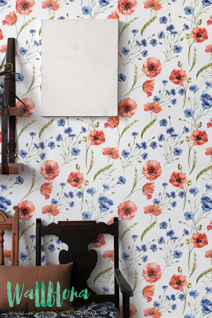 Red Poppy Removable Wallpaper
