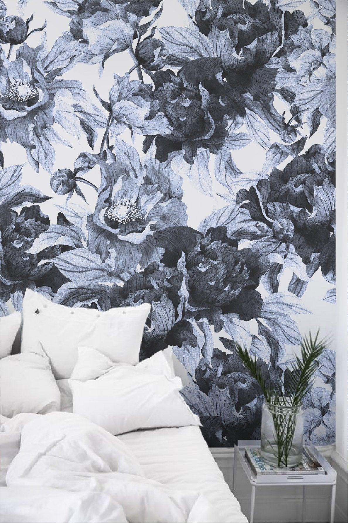 Blue Peonies Removable Wallpaper