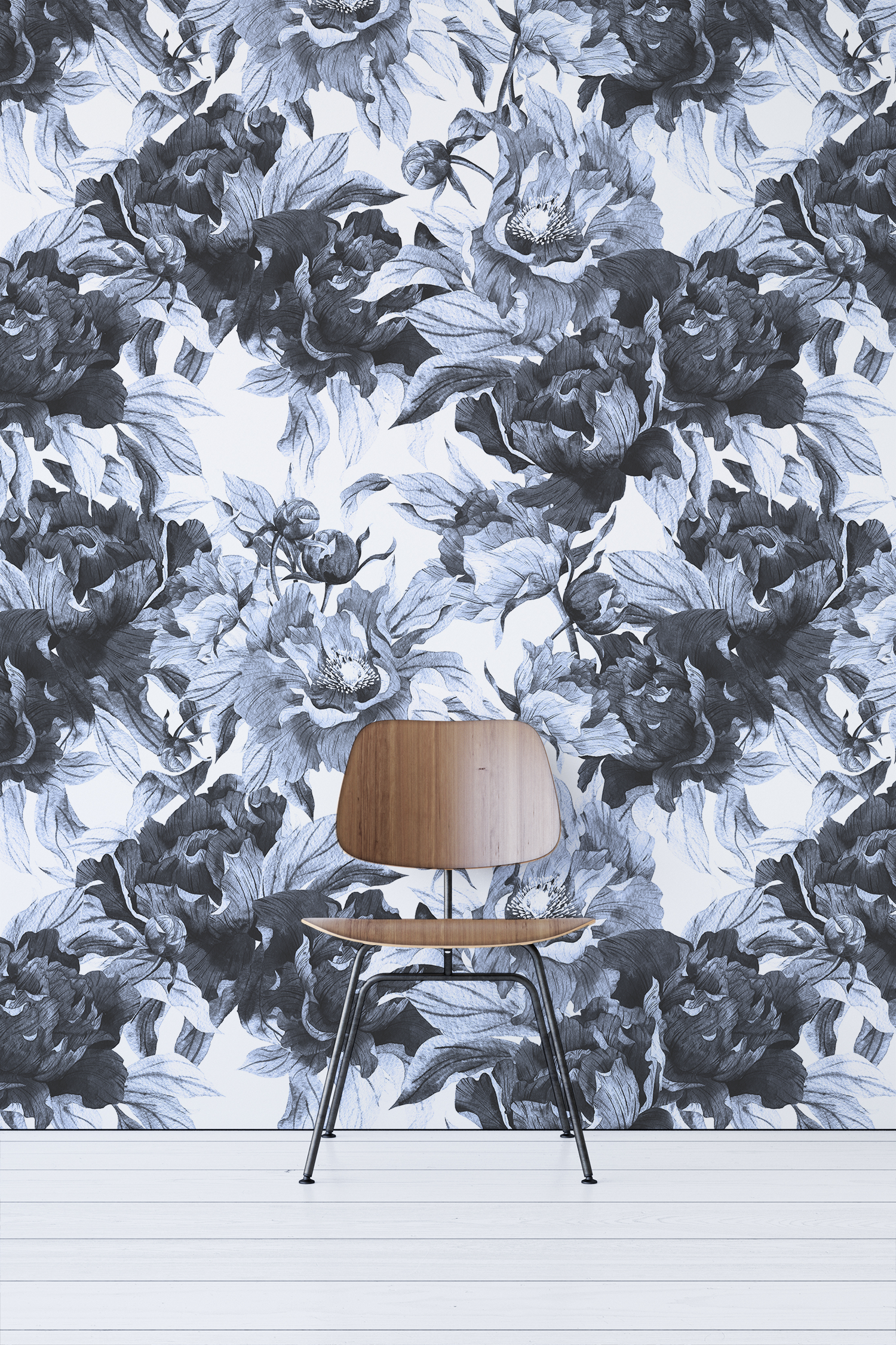 Blue Peonies Removable Wallpaper