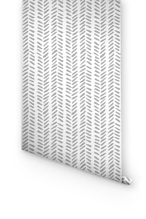 Grey Herringbone Removable Wallpaper