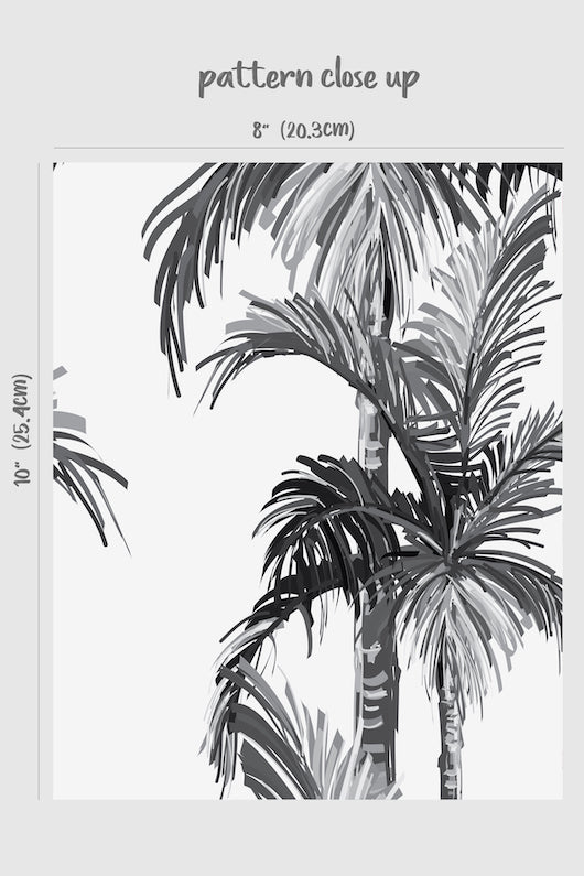 Black And White Palm Trees Removable Wallpaper